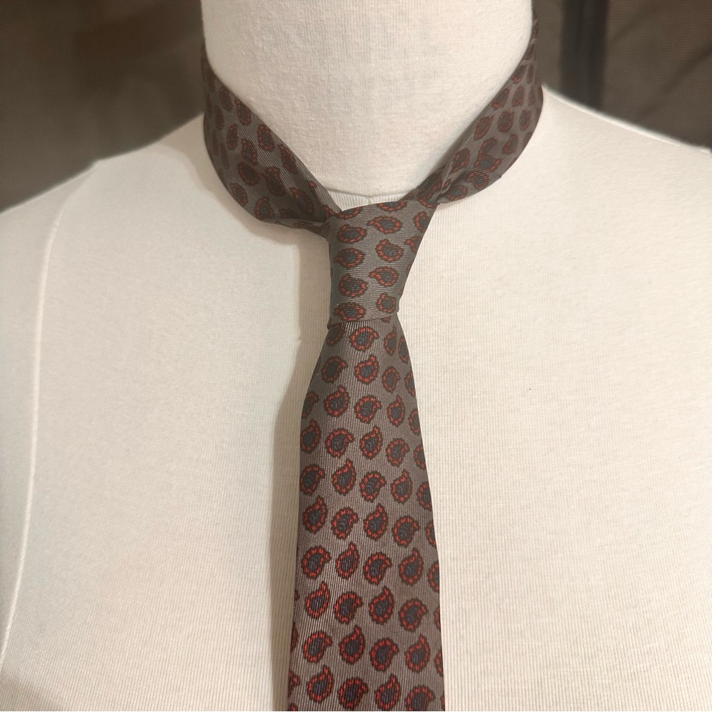 Pennleigh Vintage Silk Tie Mens Grey Multicolor Geometric Classic Necktie